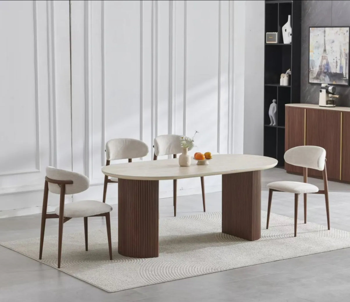 Table Calypso Noyer Travertin Céramique